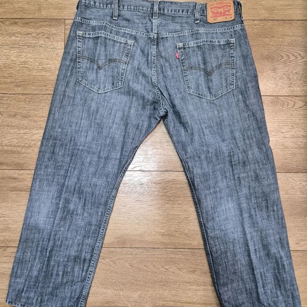 ​Levi’s 569 Loose Straight Leg Mens Jeans Blue Denim 38x27 Hemmed Professionally